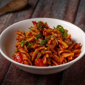 Chicken Spaghetti Red Spicy Tangy Sauce